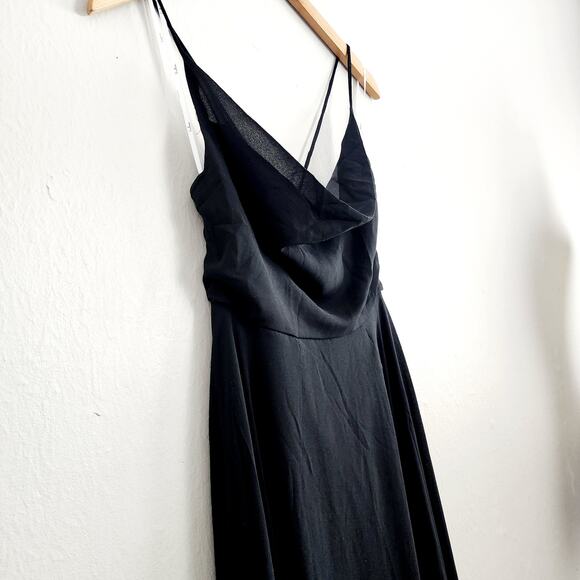 Lulus Romantically Speaking Black Cowl Neck Lace-Up Maxi Dress - Picture 8 of 11
